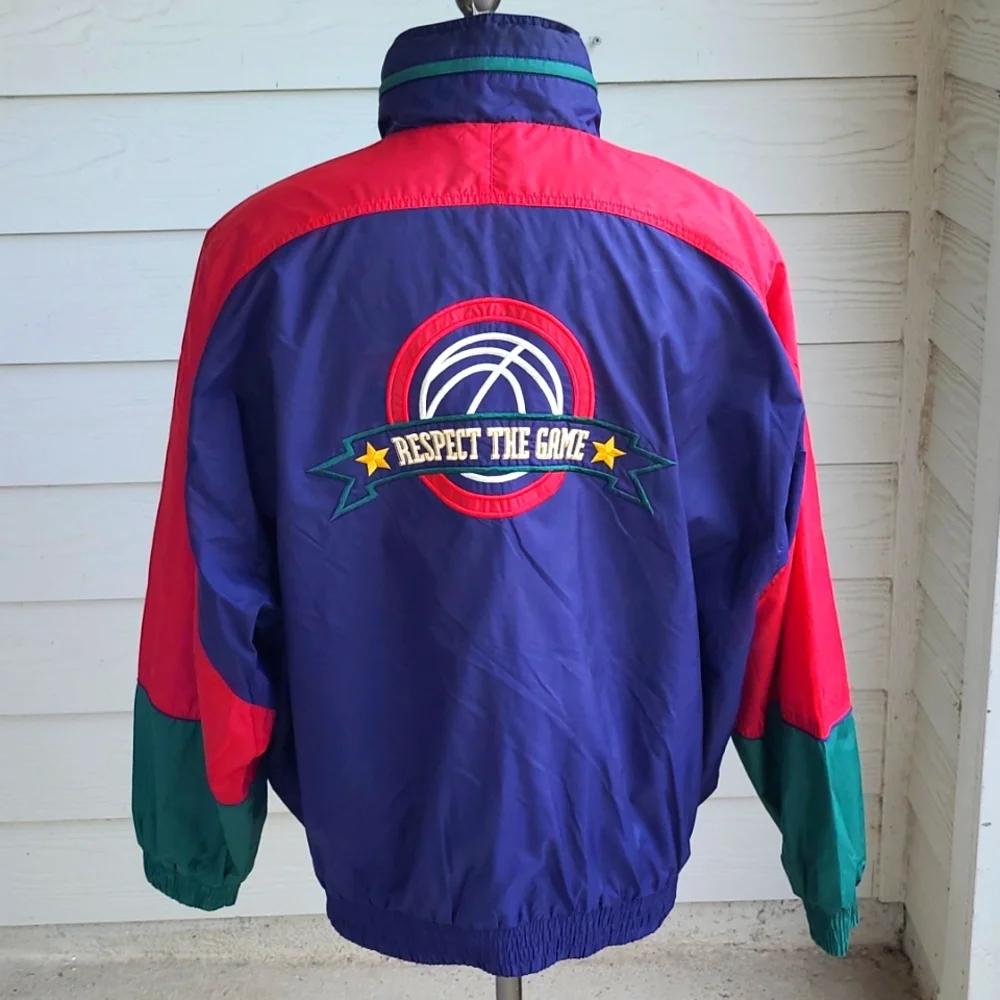 NIKE Respect the Game Navy Red Green Block Mens XL Windbreaker Jacket VTG RARE